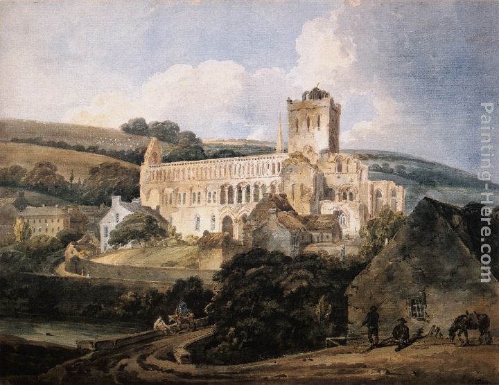 Jedburgh Abbey from the South-East painting - Thomas Girtin Jedburgh Abbey from the South-East art painting